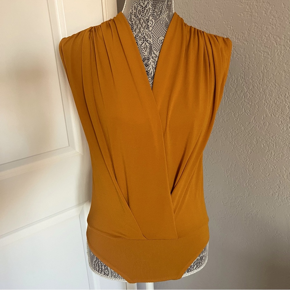 Zara Crossover Faux Wrap Front Sleeveless Bodysuit